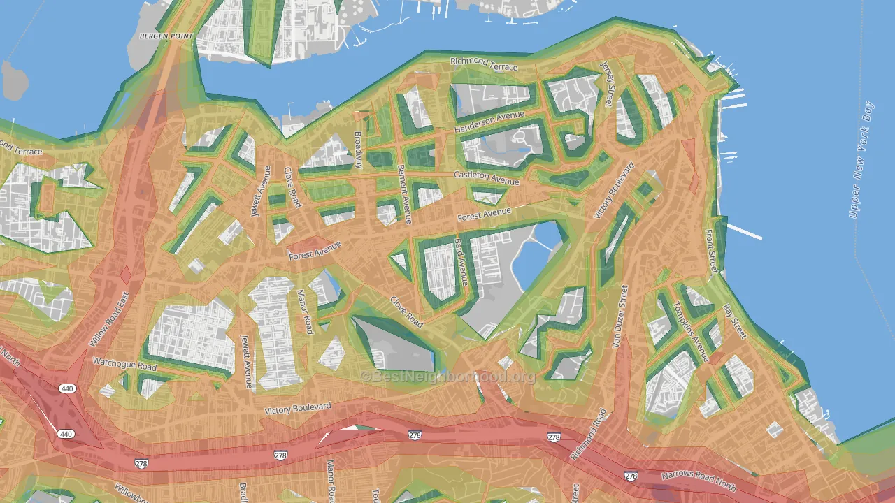 Sunset Hill, Staten Island, NY Map of Noise Levels in Sunset Hill