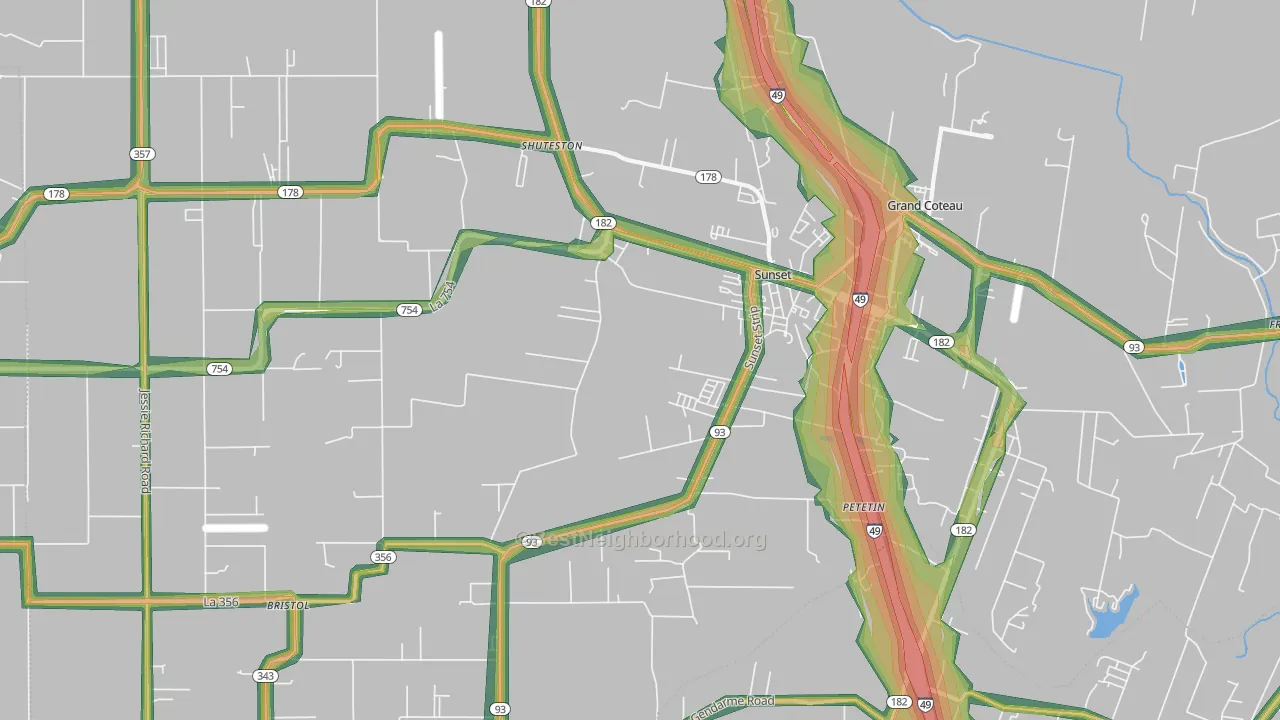 Sunset, LA Map of Noise Levels in Sunset