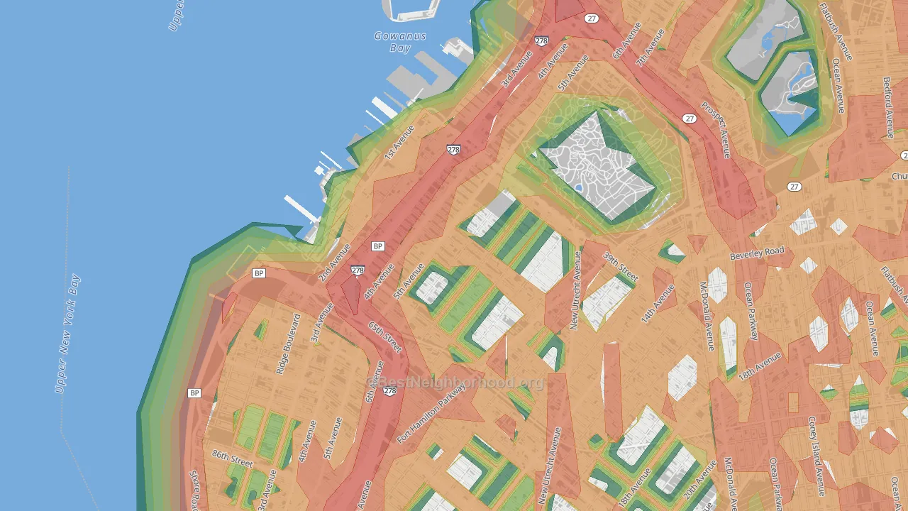 Sunset Park, Brooklyn, NY Map of Noise Levels in Sunset Park