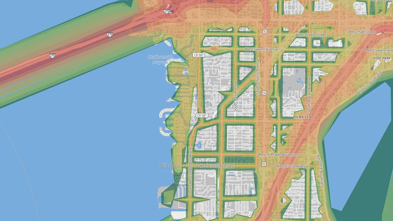Sunset Park, Tampa, FL Map of Noise Levels in Sunset Park