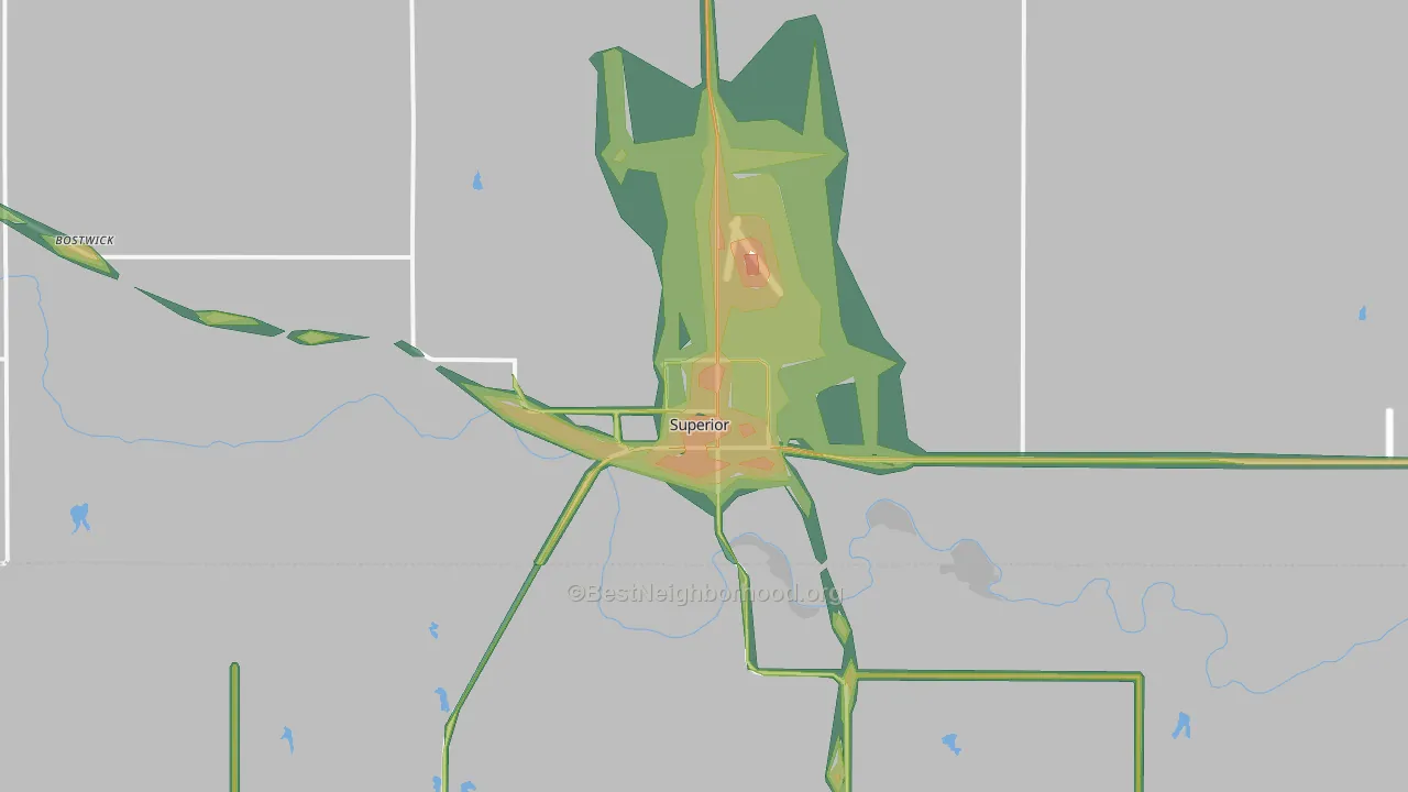 Superior, NE Map of Noise Levels in Superior