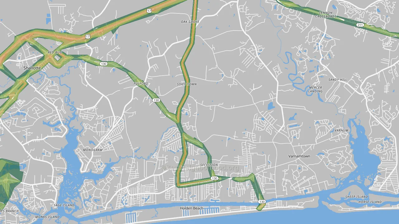 Supply, NC Map of Noise Levels in Supply