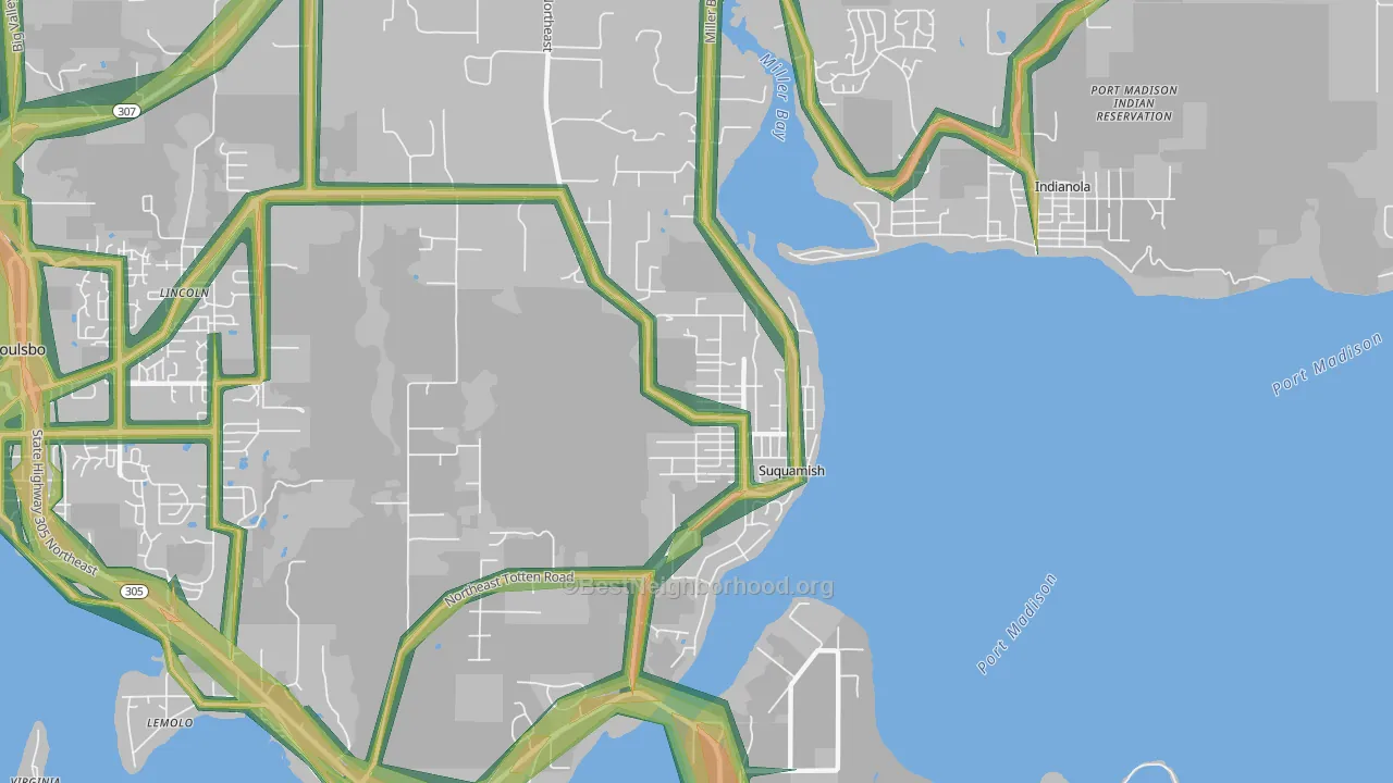 Suquamish, WA Map of Noise Levels in Suquamish