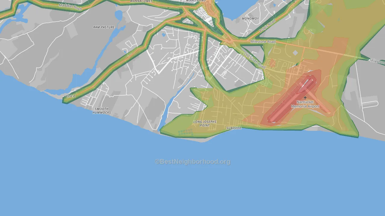 Surfside, MA Map of Noise Levels in Surfside