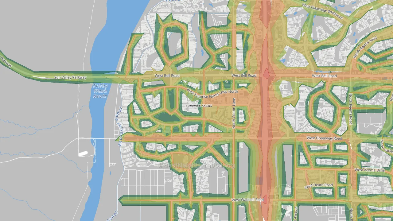 Surprise Farms, Surprise, AZ Map of Noise Levels in Surprise Farms