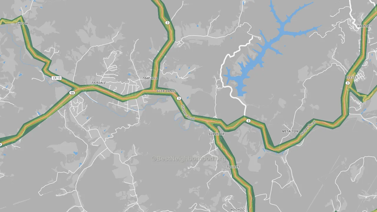 Surveyor, WV Map of Noise Levels in Surveyor