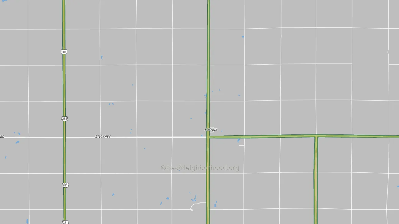 Susank, KS Map of Noise Levels in Susank