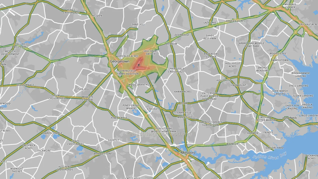 Sussex County, DE Map of Noise Levels in Sussex County
