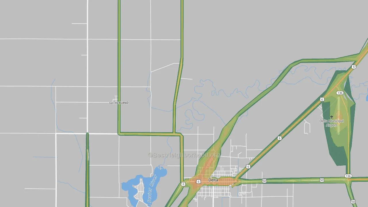 Sutherland, UT Map of Noise Levels in Sutherland