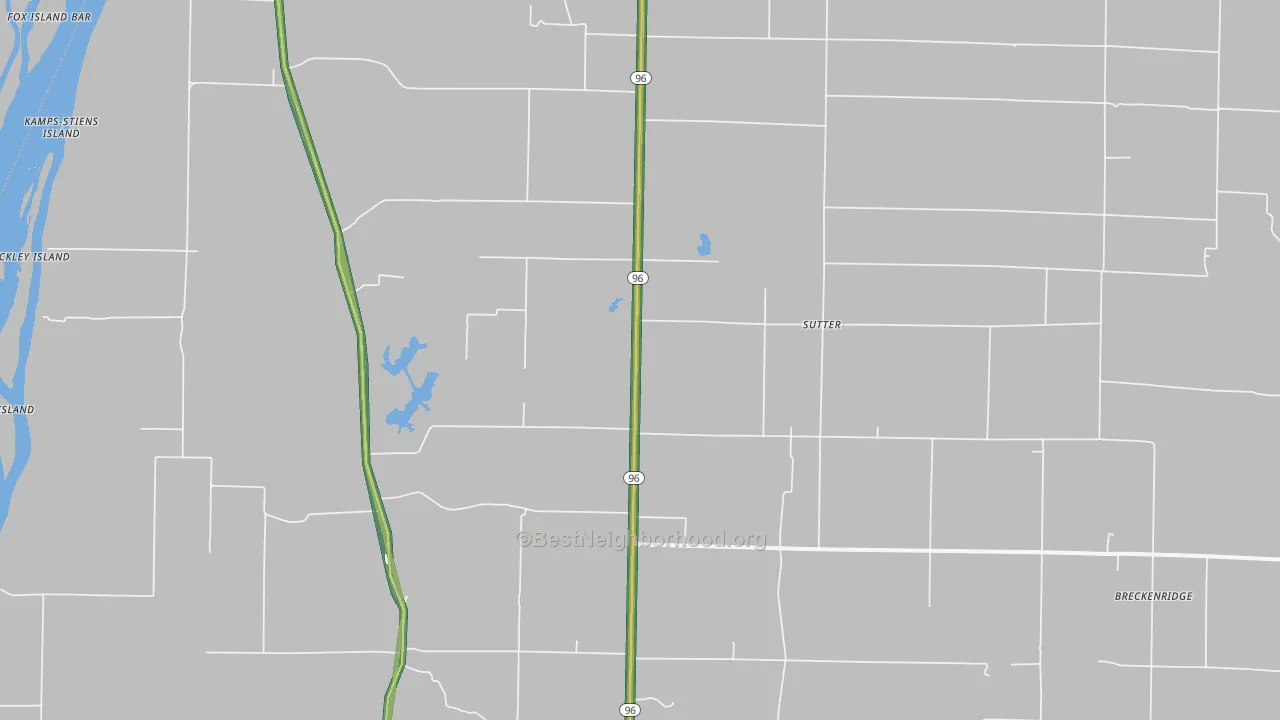 Sutter, IL Map of Noise Levels in Sutter