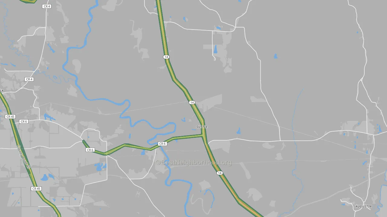 Suttle, AL Map of Noise Levels in Suttle