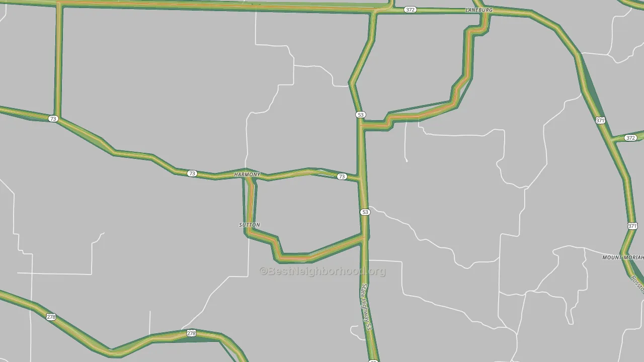 Sutton, AR Map of Noise Levels in Sutton