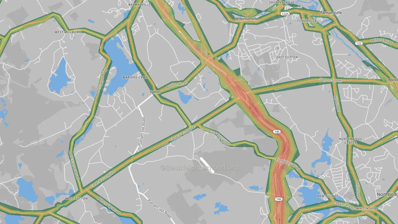 Sutton, MA Map of Noise Levels in Sutton