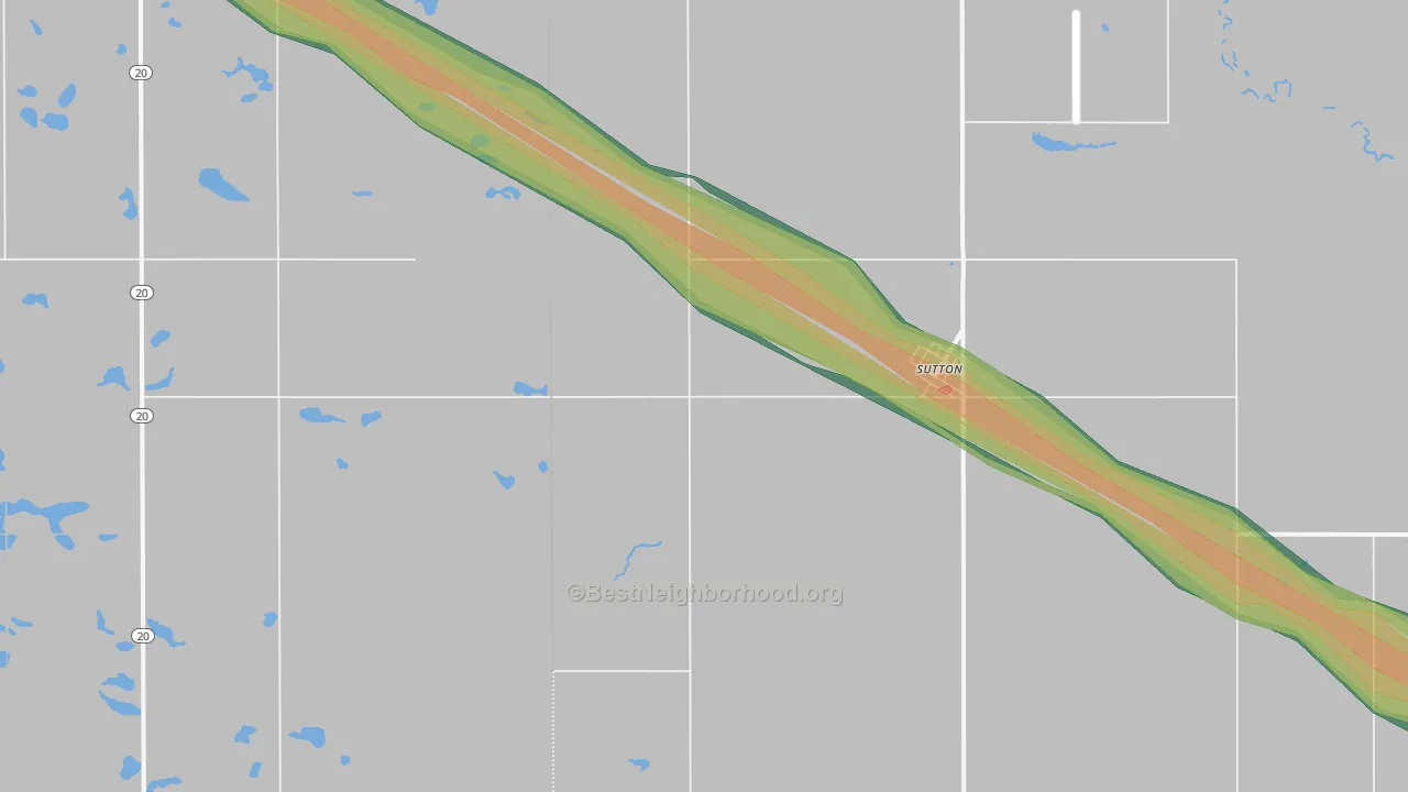 Sutton, ND Map of Noise Levels in Sutton