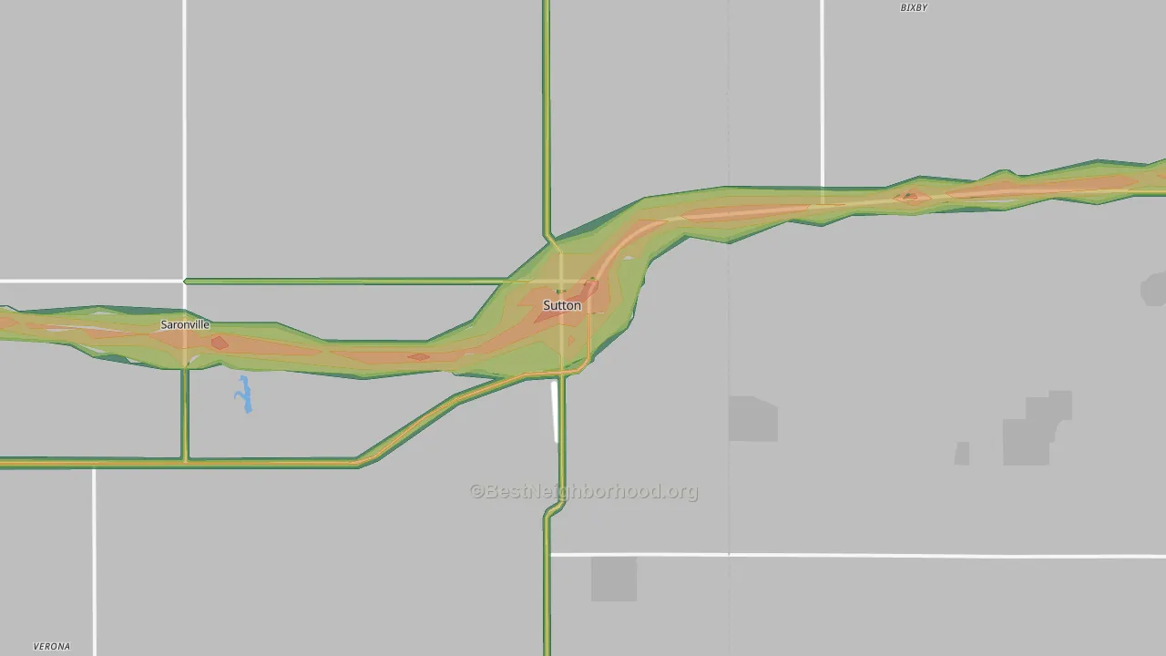 Sutton, NE Map of Noise Levels in Sutton
