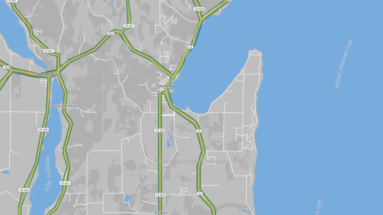 Suttons Bay, MI Map of Noise Levels in Suttons Bay