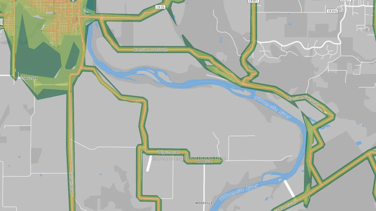 Suver, OR Map of Noise Levels in Suver