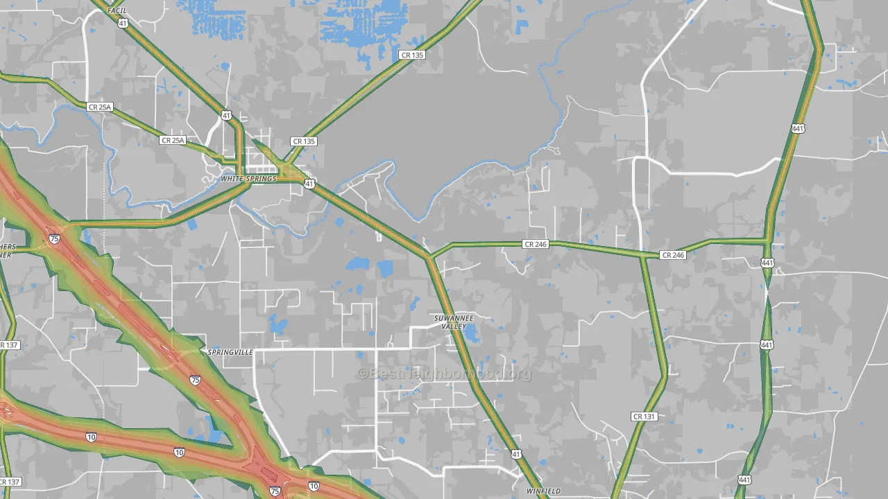 Suwannee Valley, FL Map of Noise Levels in Suwannee Valley