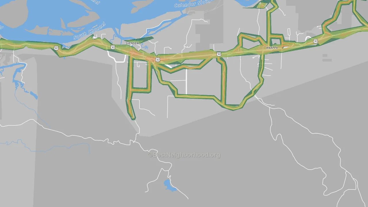 Svensen, OR Map of Noise Levels in Svensen