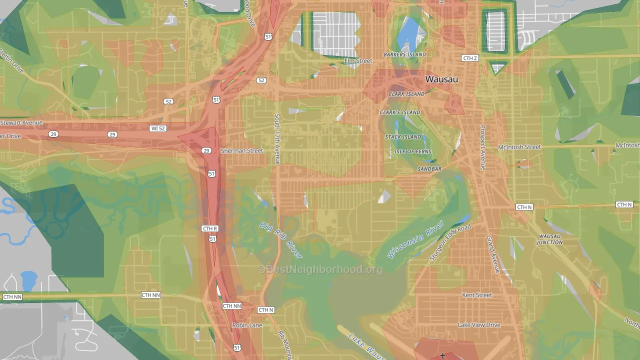 SW Jones, Wausau, WI Map of Noise Levels in SW Jones