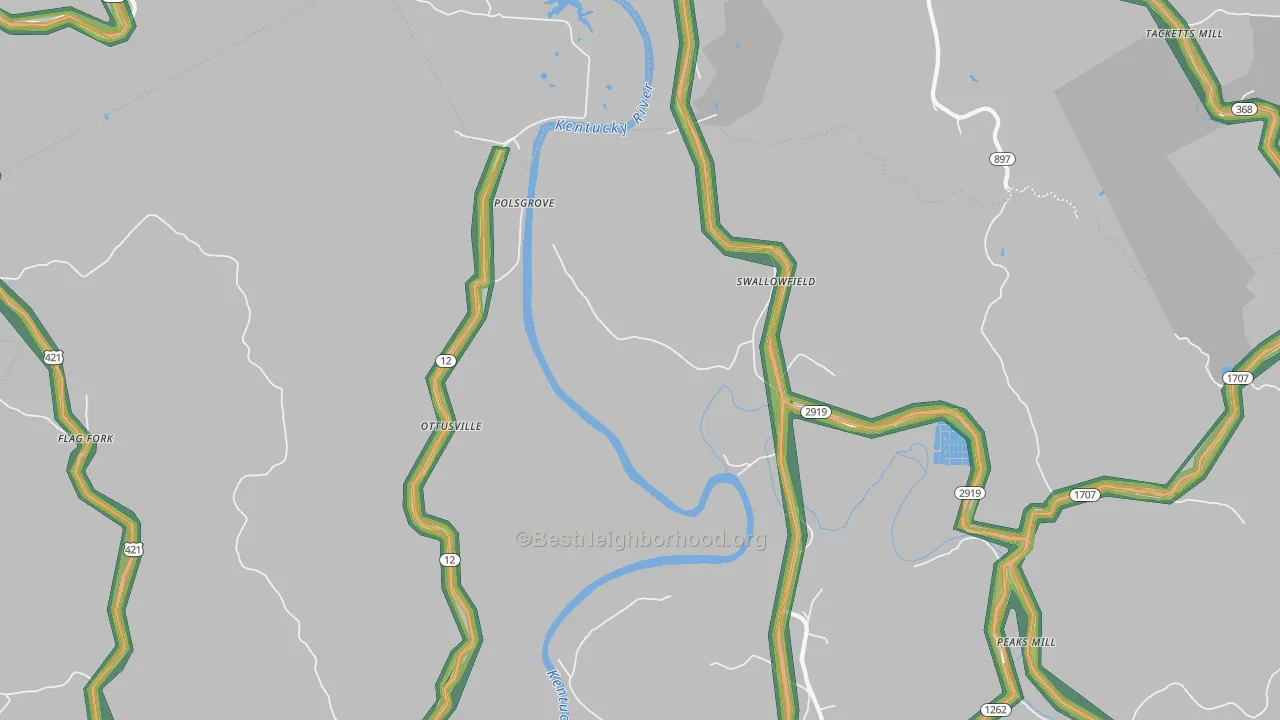 Swallowfield, KY Map of Noise Levels in Swallowfield