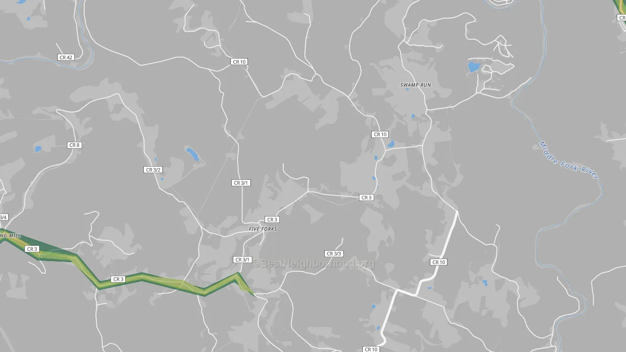 Swamp Run, WV Map of Noise Levels in Swamp Run