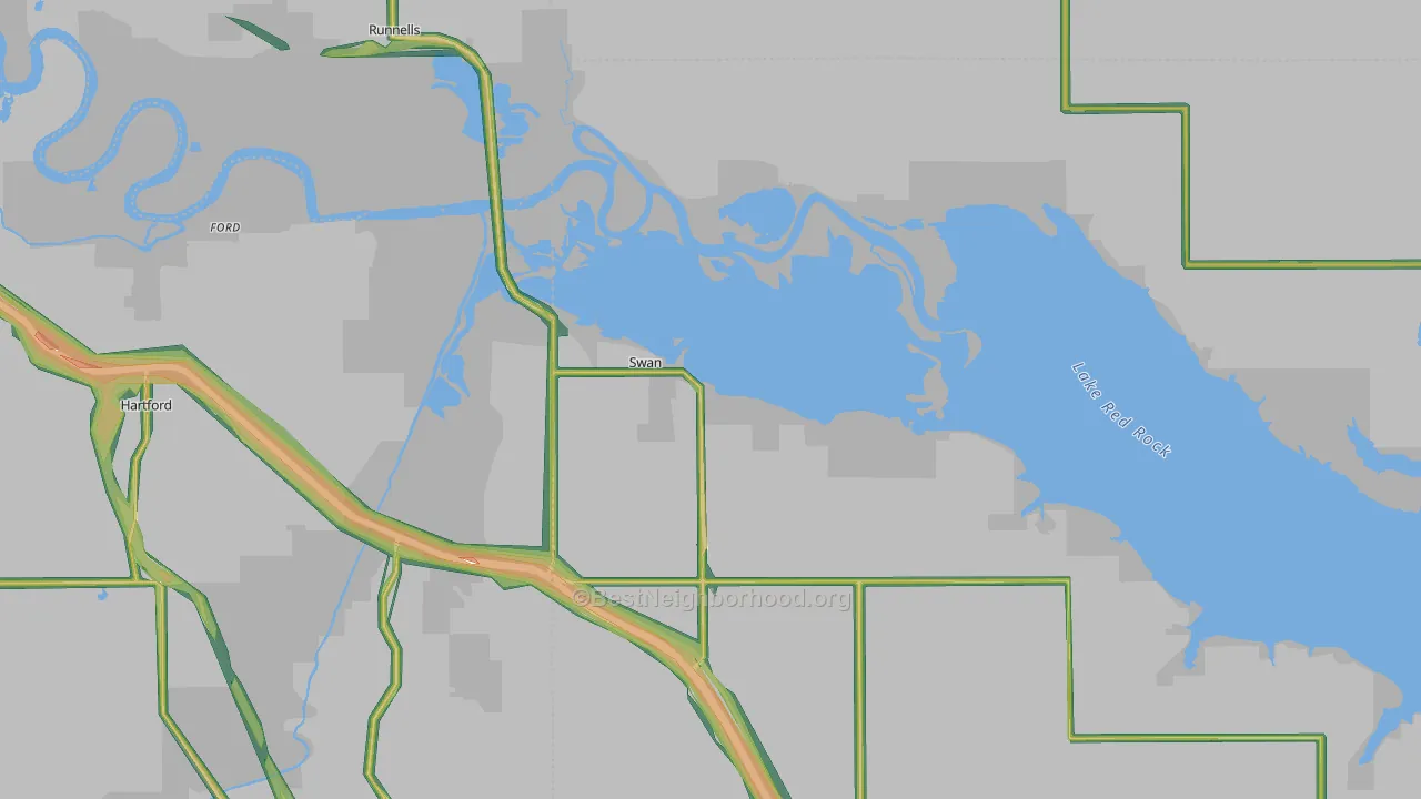Swan, IA Map of Noise Levels in Swan