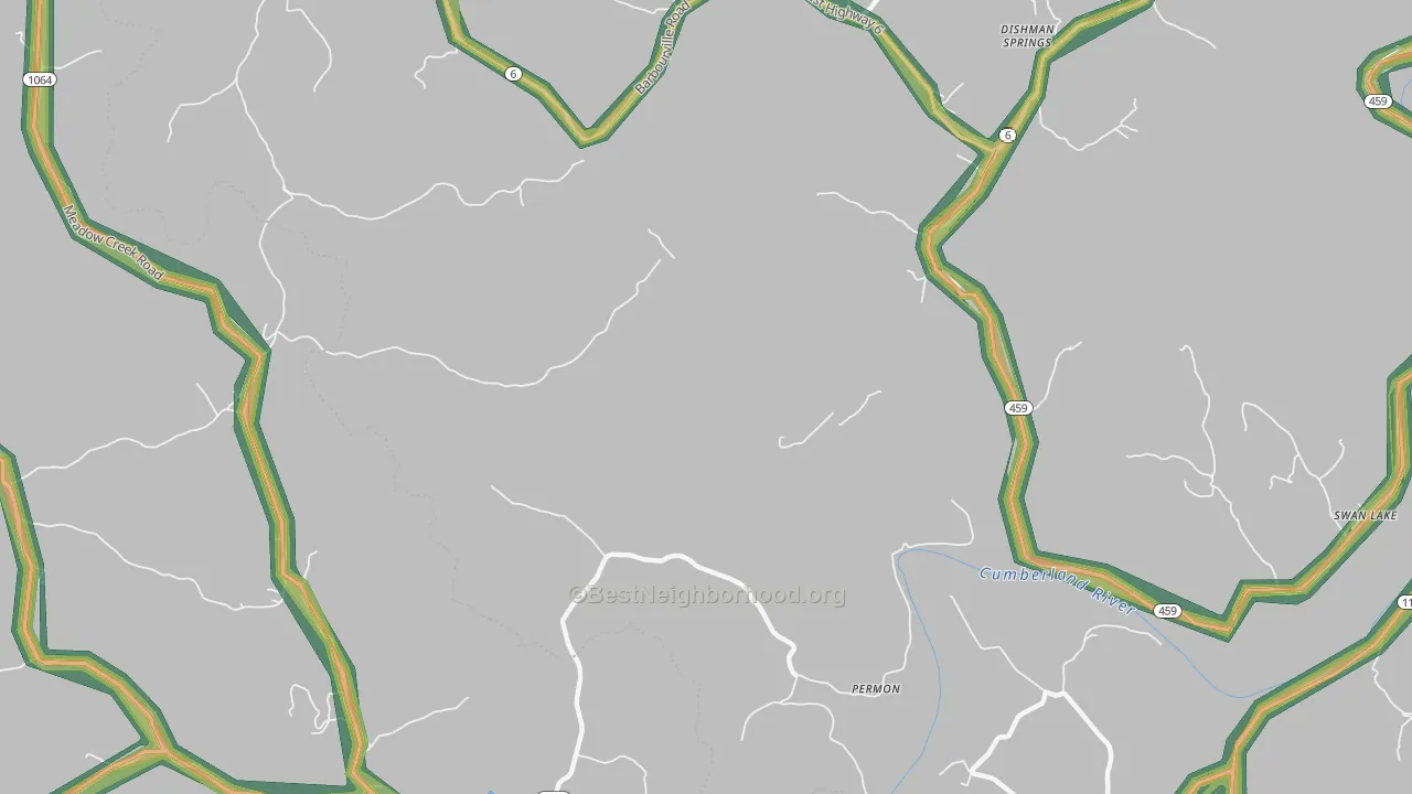 Swan Lake, KY Map of Noise Levels in Swan Lake