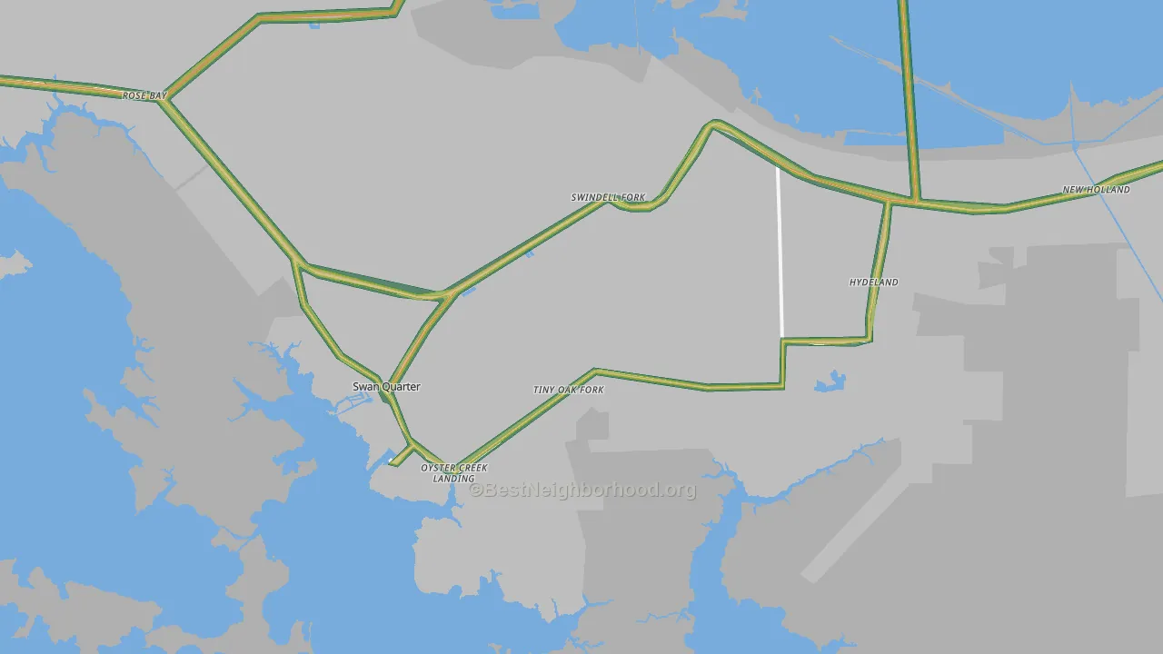 Swanquarter, NC Map of Noise Levels in Swanquarter
