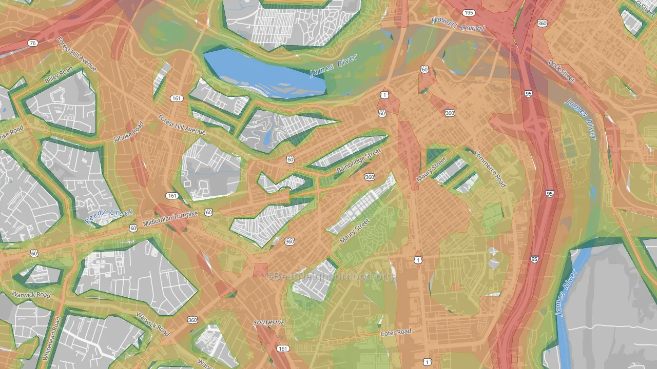 Swansboro, Richmond, VA Map of Noise Levels in Swansboro