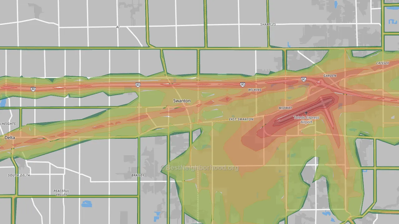 Swanton, OH Map of Noise Levels in Swanton