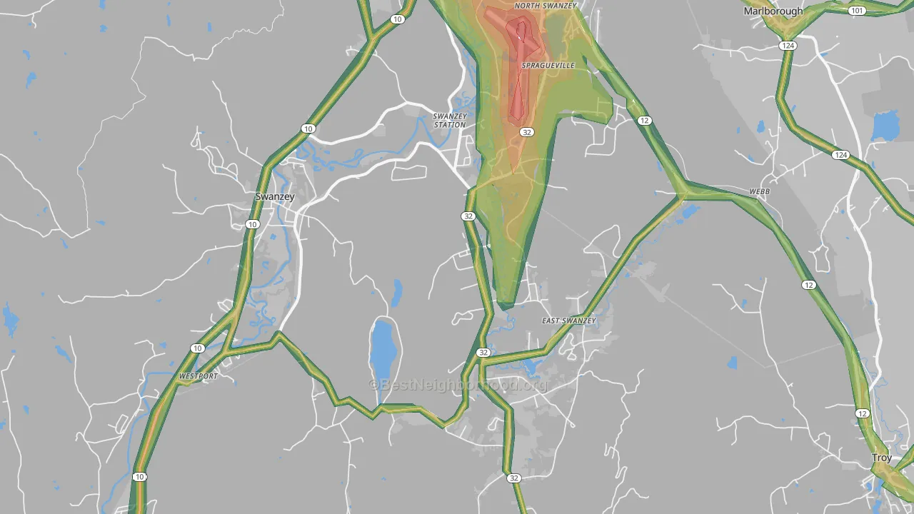 Swanzey, NH Map of Noise Levels in Swanzey