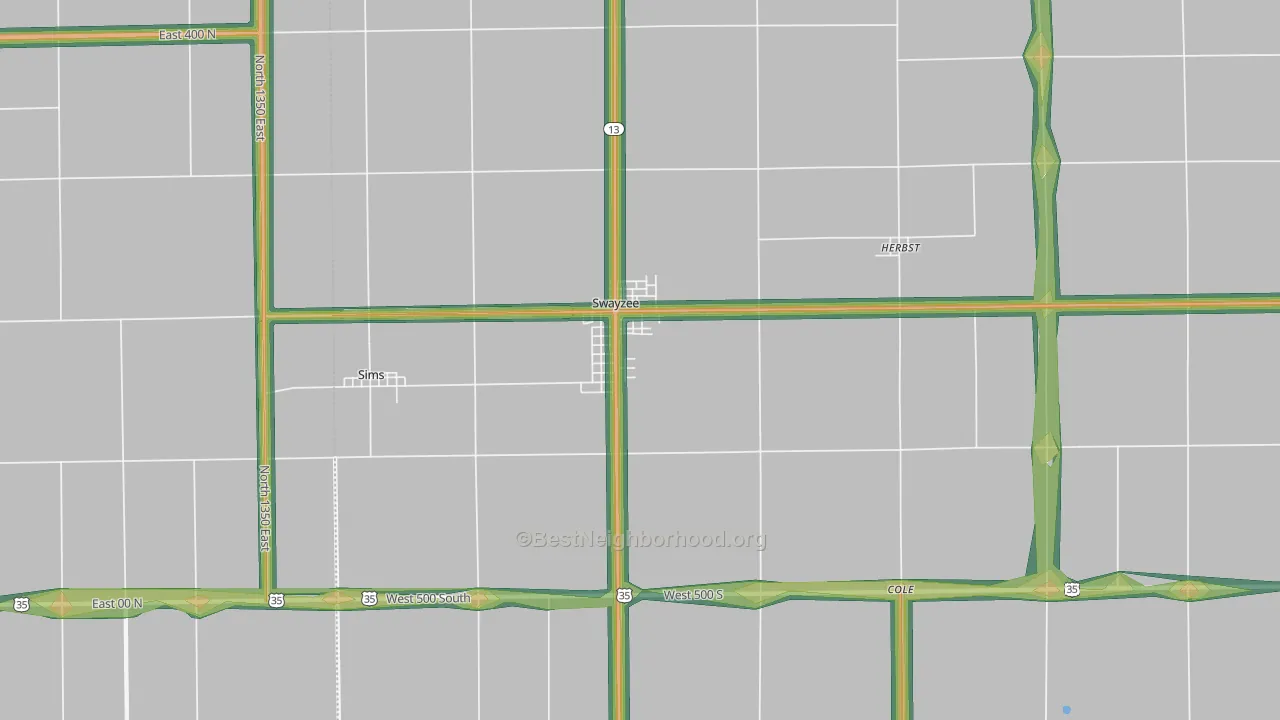 Swayzee, IN Map of Noise Levels in Swayzee