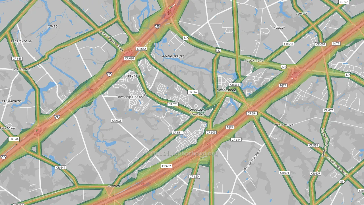 Swedesboro, NJ Map of Noise Levels in Swedesboro