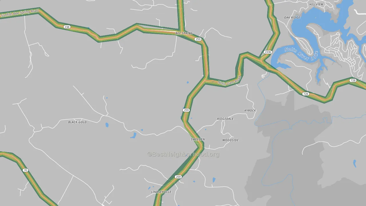 Sweeden, KY Map of Noise Levels in Sweeden