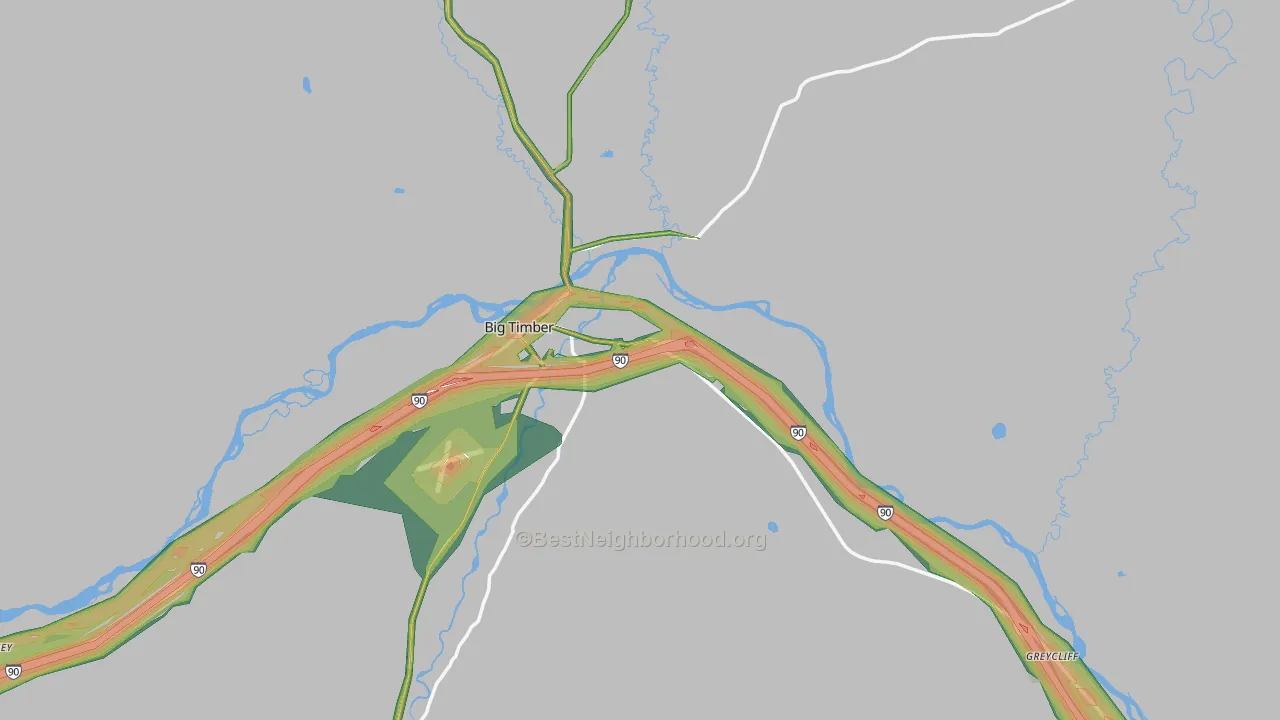 Sweet Grass County, MT Map of Noise Levels in Sweet Grass County