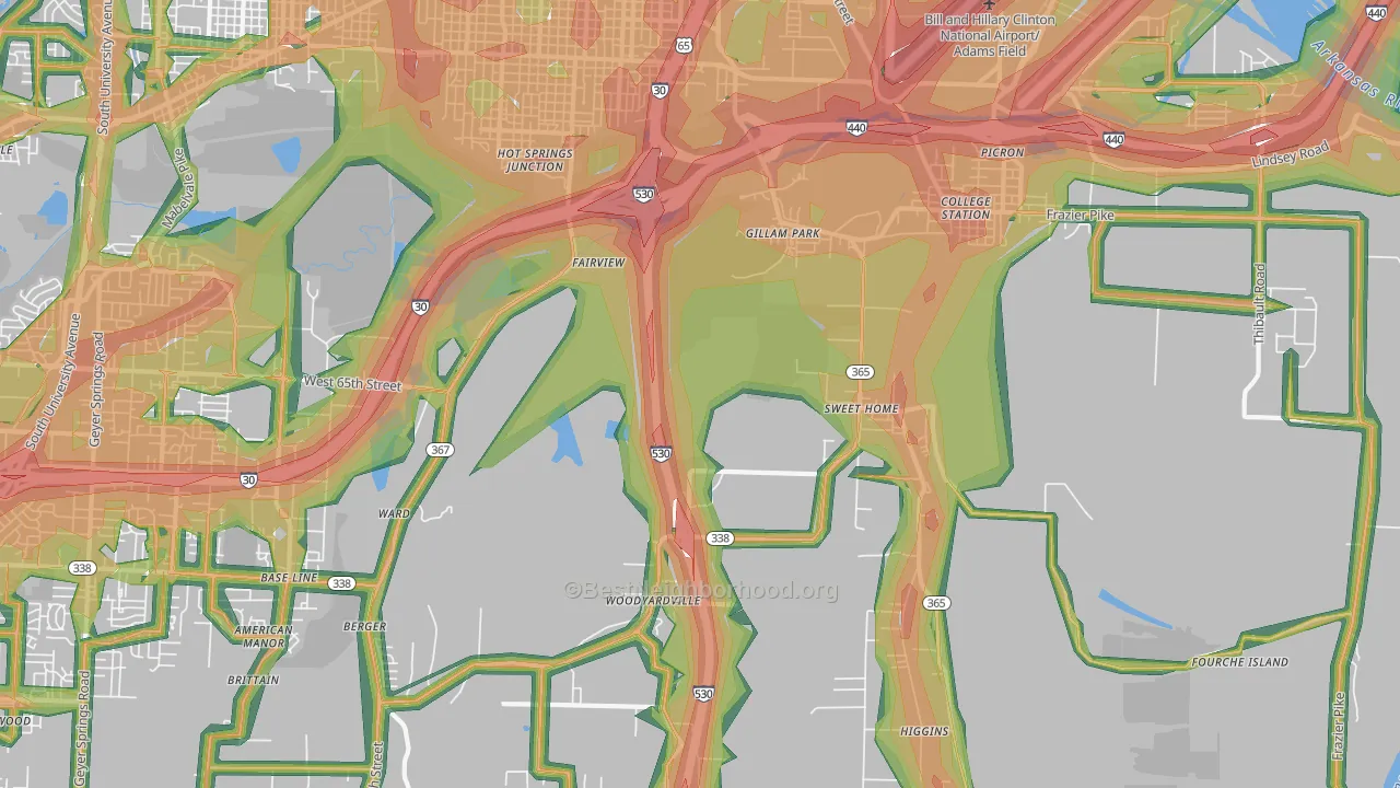 Sweet Home, AR Map of Noise Levels in Sweet Home