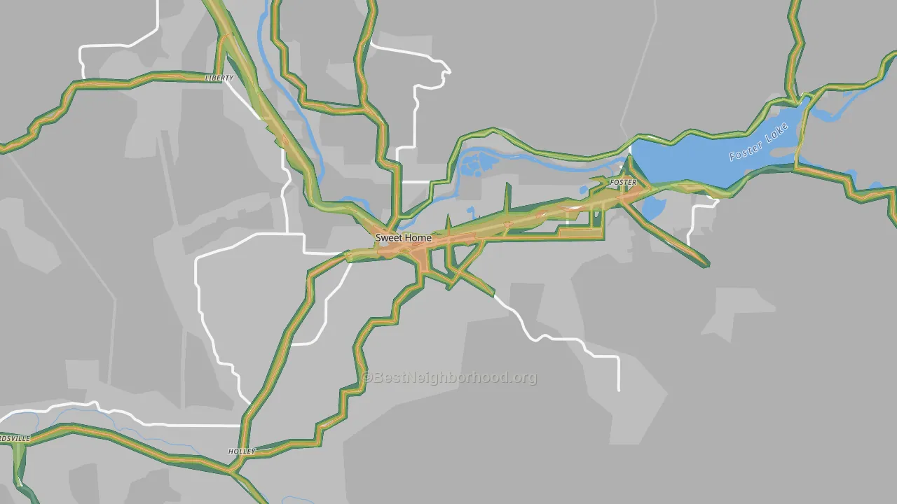 Sweet Home, OR Map of Noise Levels in Sweet Home