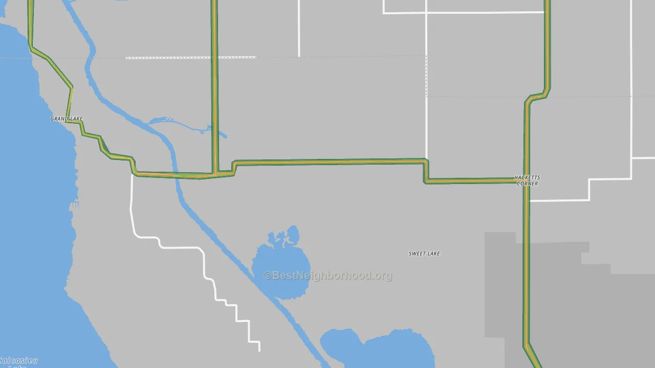 Sweet Lake, LA Map of Noise Levels in Sweet Lake