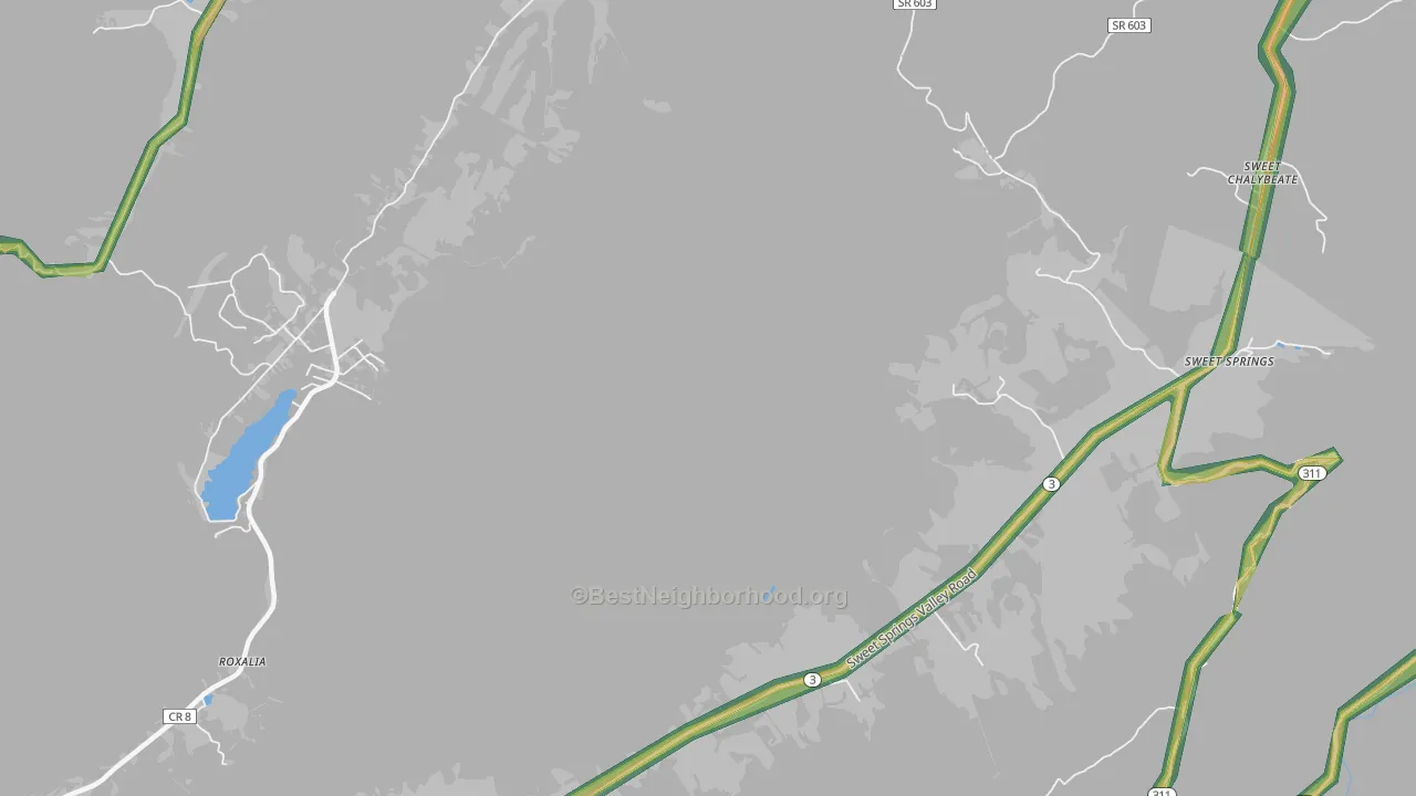 Sweet Springs, WV Map of Noise Levels in Sweet Springs