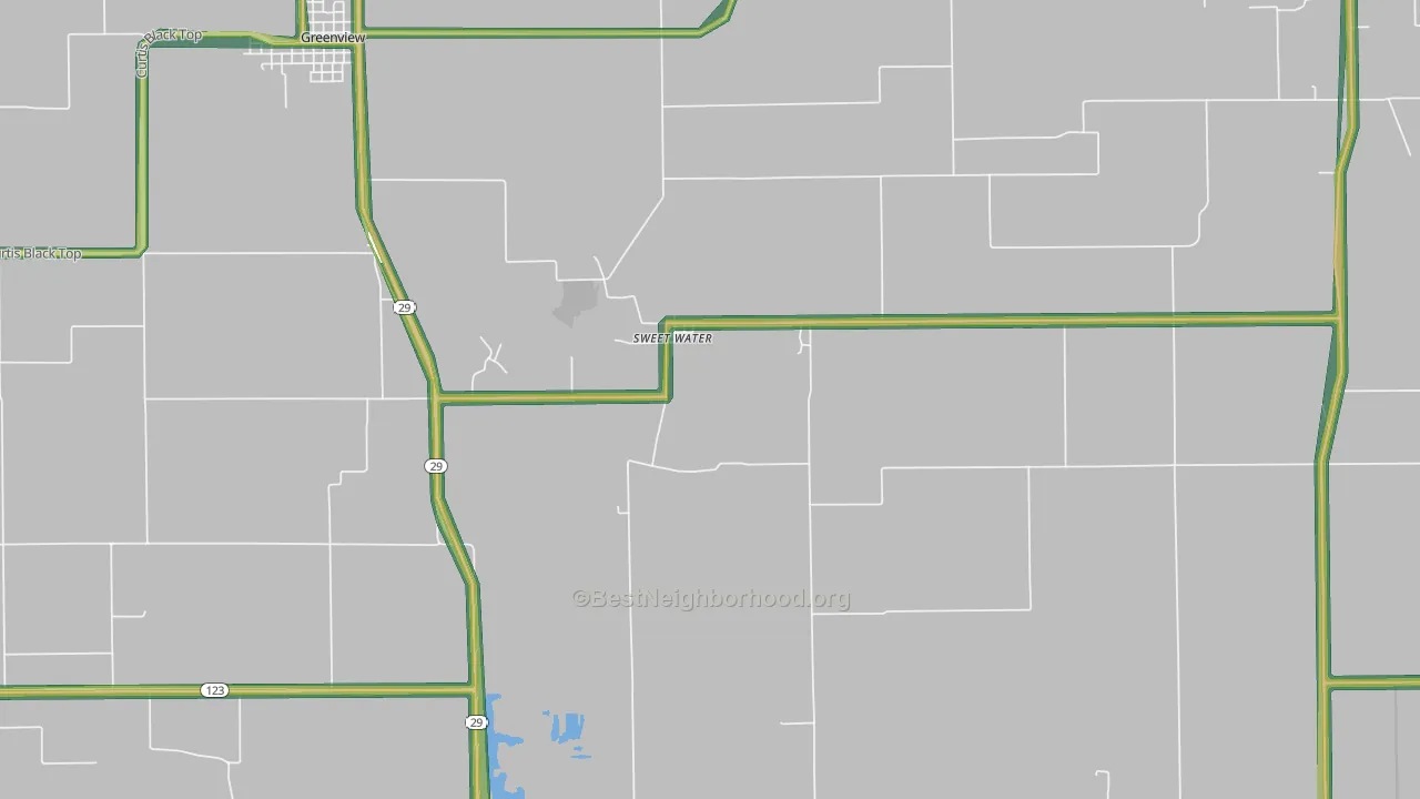 Sweet Water, IL Map of Noise Levels in Sweet Water