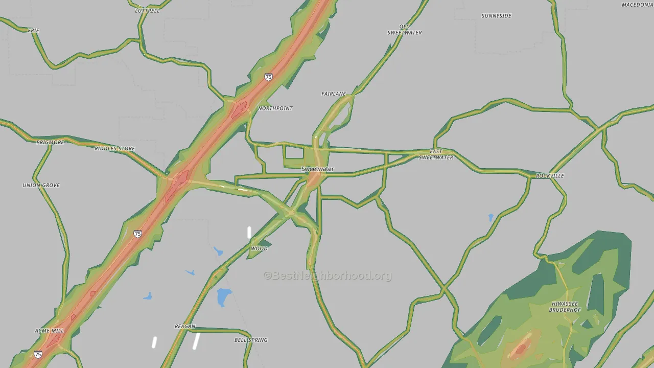 Sweetwater, TN Map of Noise Levels in Sweetwater