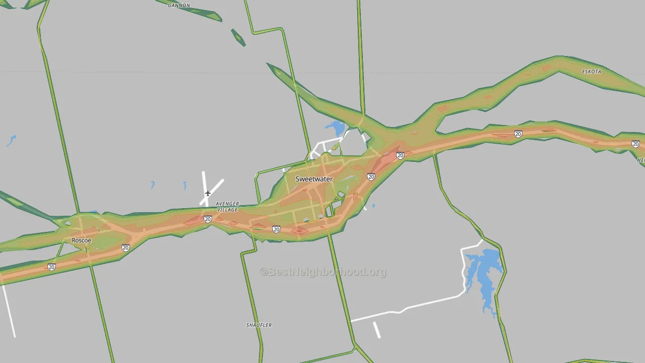 Sweetwater, TX Map of Noise Levels in Sweetwater
