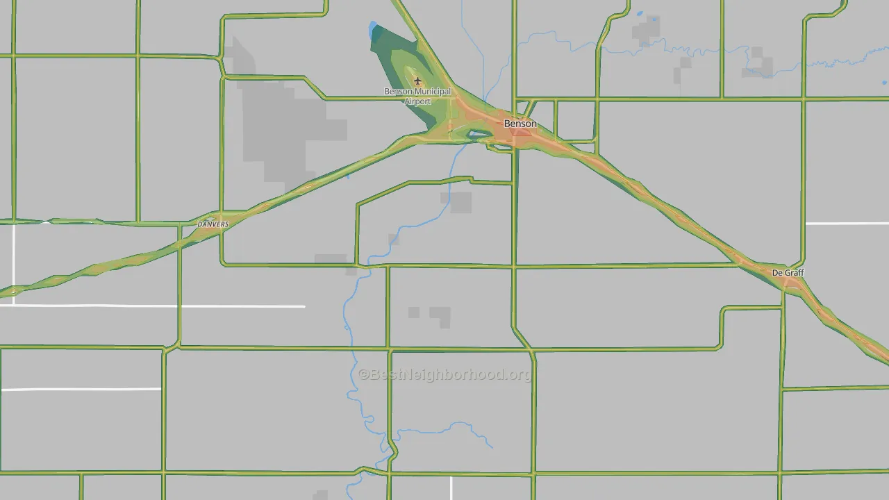 Swift County, MN Map of Noise Levels in Swift County