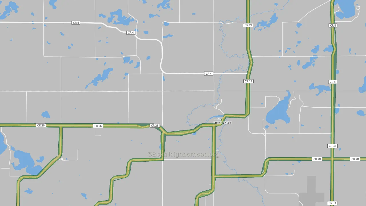 Swift Falls, MN Map of Noise Levels in Swift Falls