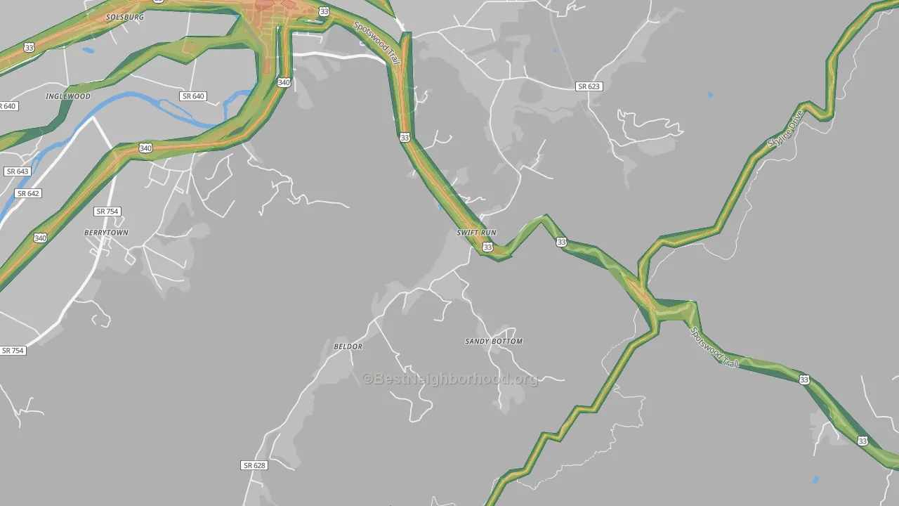 Swift Run, VA Map of Noise Levels in Swift Run