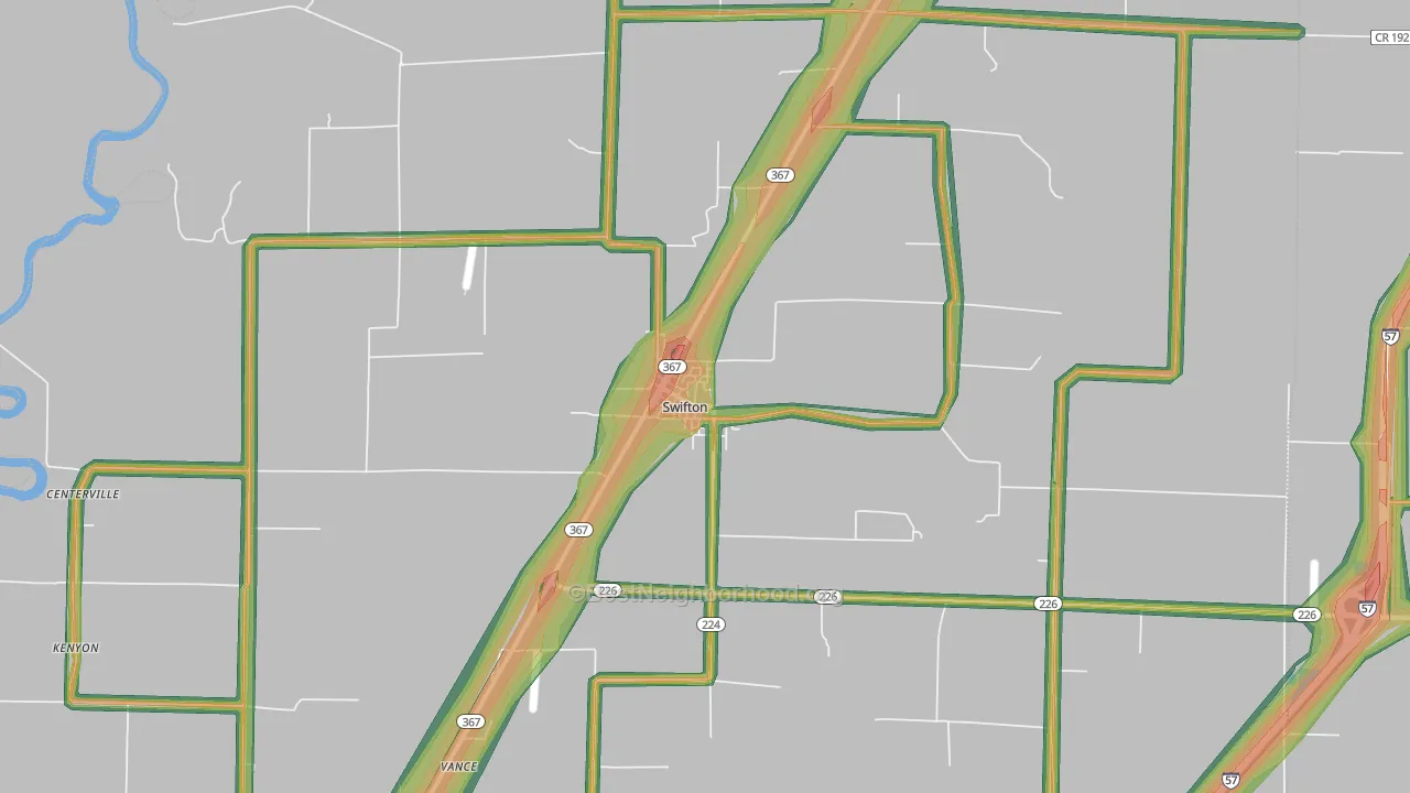 Swifton, AR Map of Noise Levels in Swifton