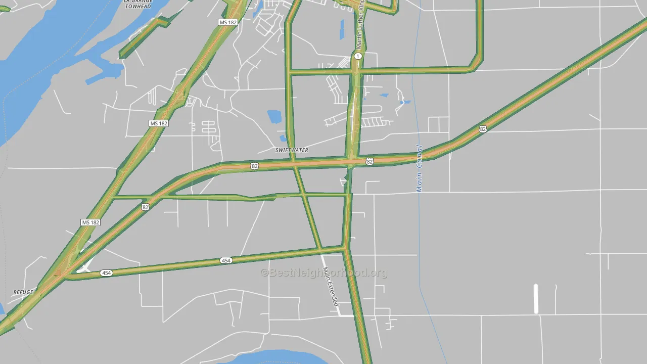 Swiftwater, MS Map of Noise Levels in Swiftwater