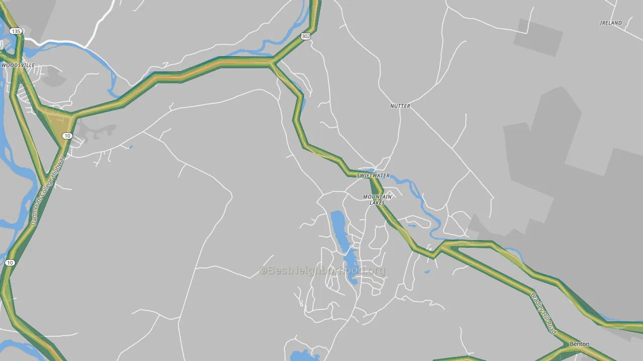 Swiftwater, NH Map of Noise Levels in Swiftwater