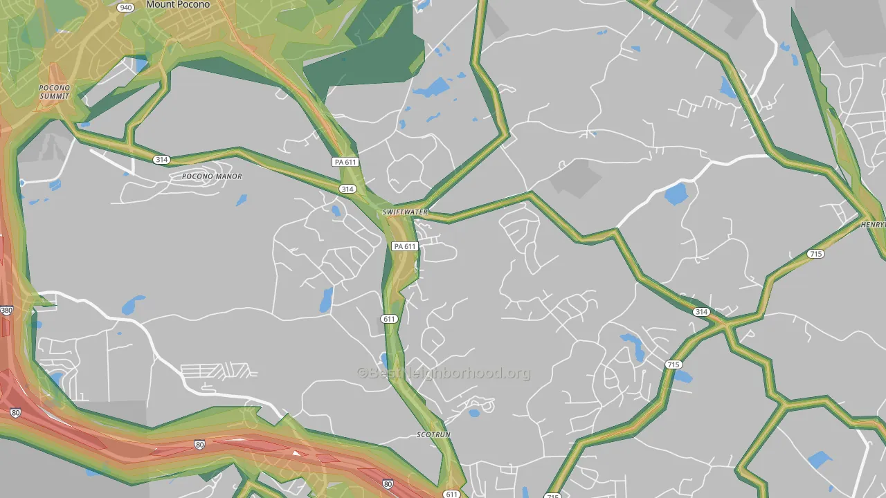 Swiftwater, PA Map of Noise Levels in Swiftwater